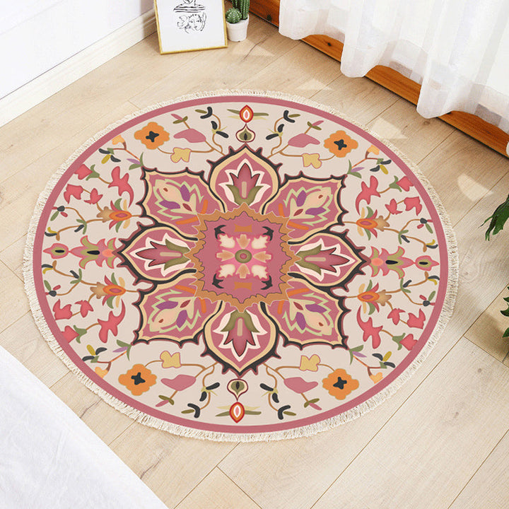 Multi Color Parlour Rug Moroccan Tribal Flower Pattern Rug Flax Washable Non-Slip Back Pet Friendly Area Rug | Bowlift