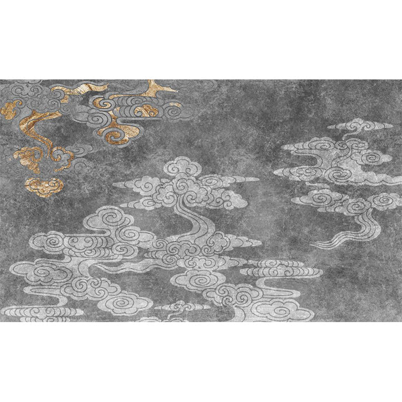 BowLift | Oriental living room carpet Gray clouds pattern carpet Synthetic Washable Non-slip Pet friendly carpet