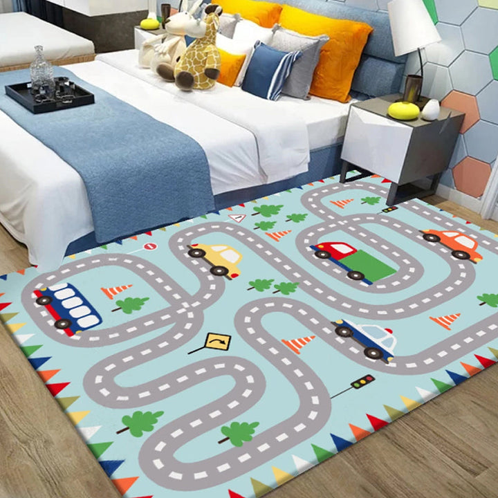 BowLift | Multifunctional Cartoon Animal Pattern Carpet Polyester Kids Carpet Washable Non-Slip Pet-Friendly Rug for Bedroom
