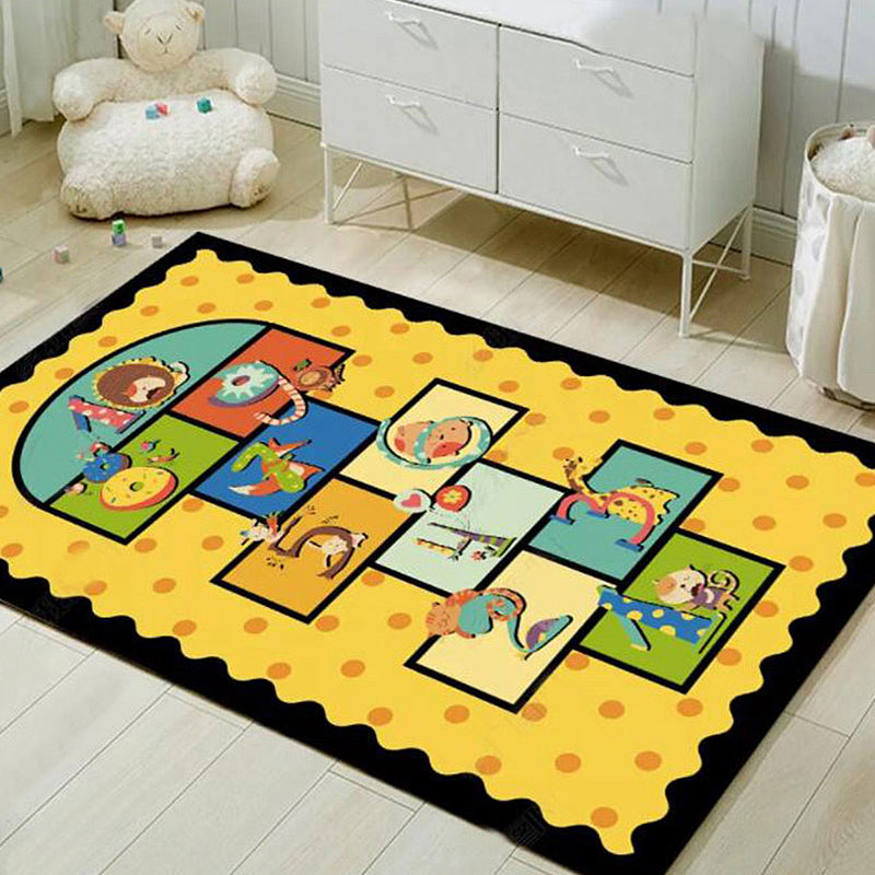 BowLift | Multifunctional Cartoon Animal Pattern Carpet Polyester Kids Carpet Washable Non-Slip Pet-Friendly Rug for Bedroom