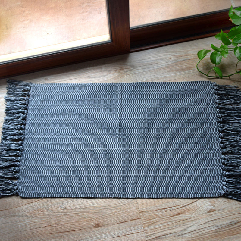 BowLift | Southwest Tribal Pattern Rug Blue and Black Cotton Rug Non-Slip Pet-Friendly Washable Rug for Living Room
