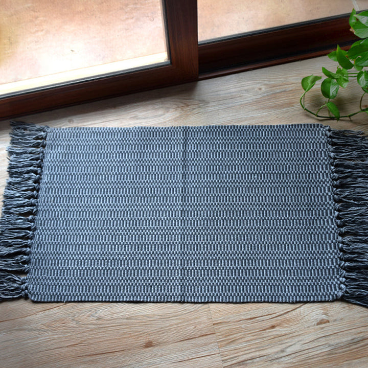BowLift | Southwest Tribal Pattern Rug Blue and Black Cotton Rug Non-Slip Pet-Friendly Washable Rug for Living Room