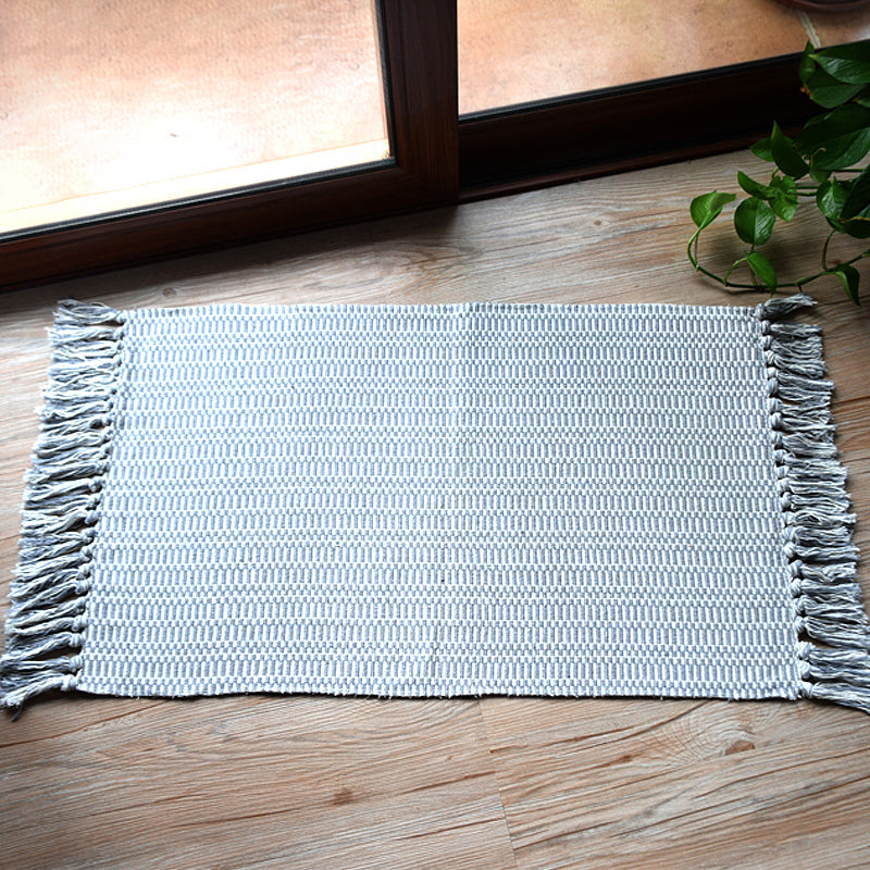 BowLift | Southwest Tribal Pattern Rug Blue and Black Cotton Rug Non-Slip Pet-Friendly Washable Rug for Living Room