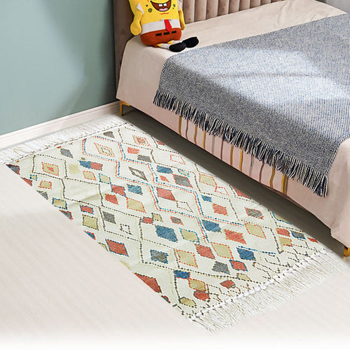 BowLift | Multicolor Tribal Pattern Rug Cotton Southwestern Rug Washable Non-Slip Pet-Friendly Rug for the Living Room