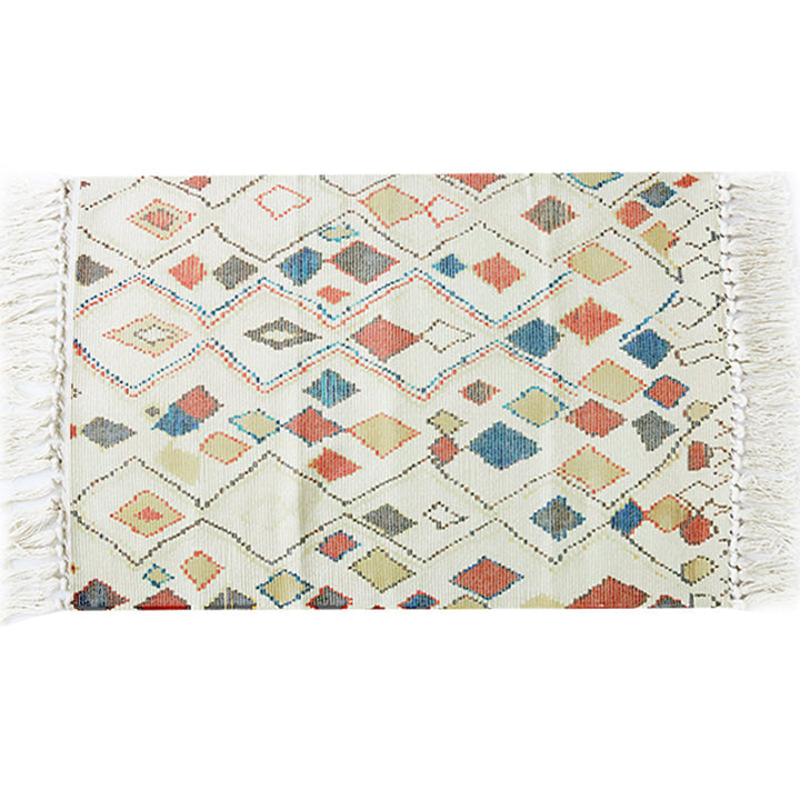 BowLift | Multicolor Tribal Pattern Rug Cotton Southwestern Rug Washable Non-Slip Pet-Friendly Rug for the Living Room