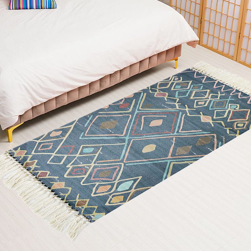 BowLift | Multicolor Tribal Pattern Rug Cotton Southwestern Rug Washable Non-Slip Pet-Friendly Rug for the Living Room