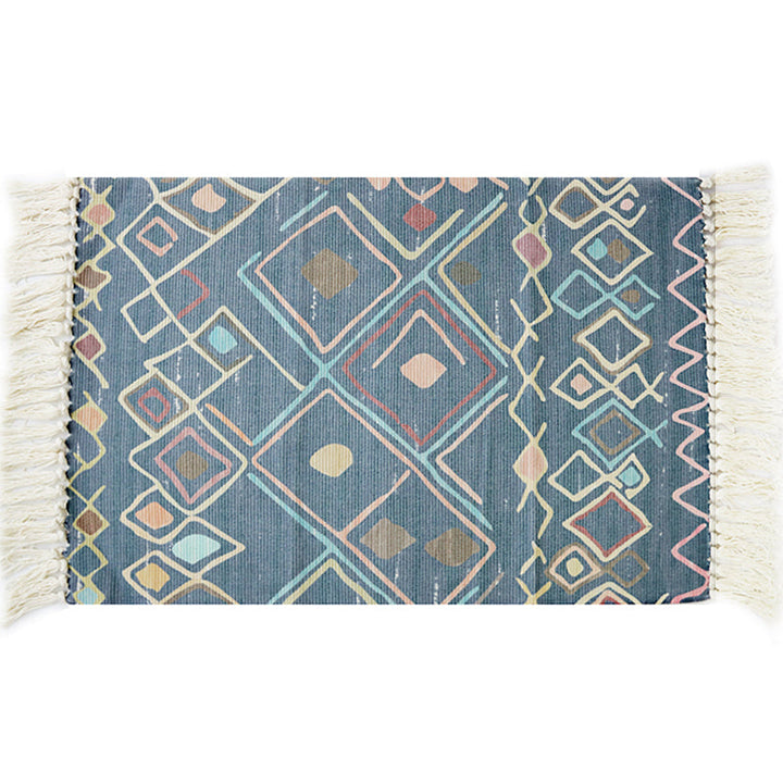 BowLift | Multicolor Tribal Pattern Rug Cotton Southwestern Rug Washable Non-Slip Pet-Friendly Rug for the Living Room