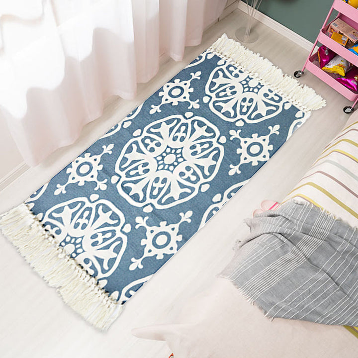 BowLift | Multicolor Tribal Pattern Rug Cotton Southwestern Rug Washable Non-Slip Pet-Friendly Rug for the Living Room