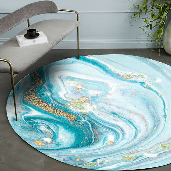 BowLift | Modern Watercolor Pattern Area Rug Blue Polyester Carpet Non-Slip Pet-Friendly Washable Rug for Study