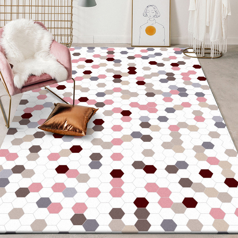 Multicolored bedroom carpet Modernist geometric pattern carpet Polyester anti-slip backing washable carpet | Bowlift