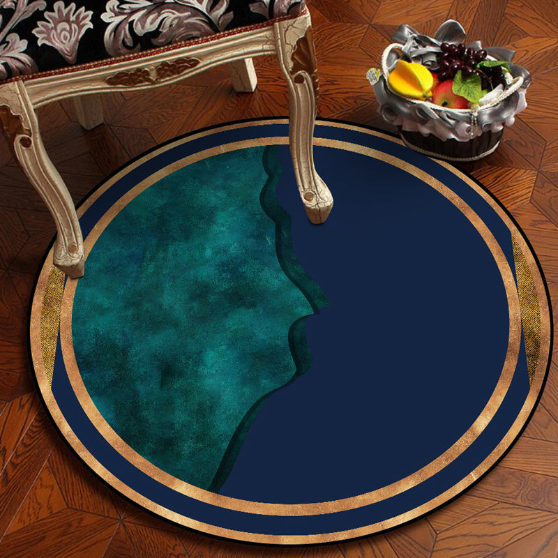 Elegant abstract rug Blue Modern rug Polyester Pet-friendly Washable Non-slip rug for decoration | Bowlift