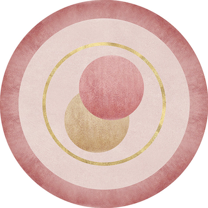 Modern concentric circle pattern rug Orange and Red Polyester rug Non-slip Pet-friendly Washable rug for bedroom | Bowlift