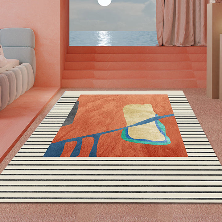 BowLift | Modernist Abstract Area Rug Multicolor Polyester Rug Non-slip Pet-friendly Washable Area Rug for Living Room