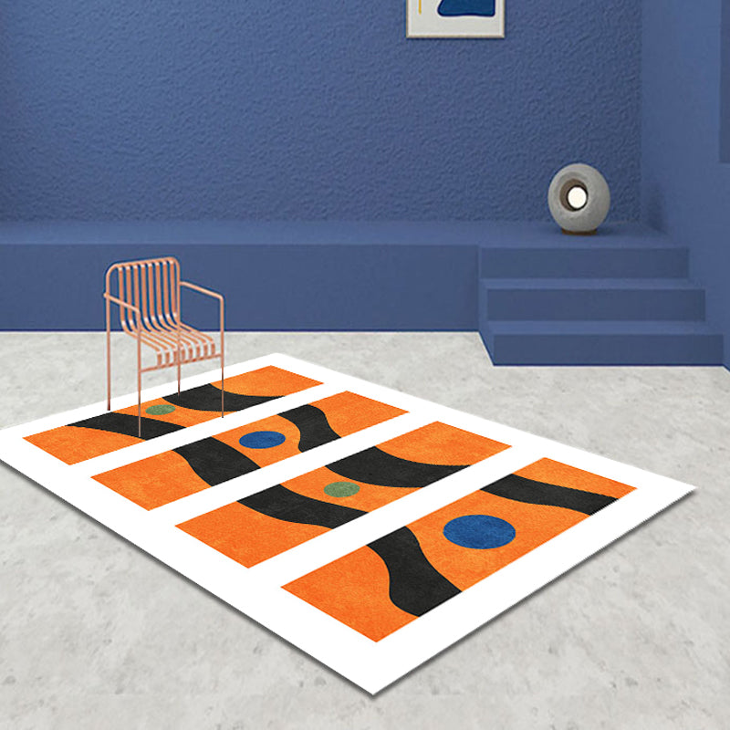 BowLift | Modernist Abstract Area Rug Multicolor Polyester Rug Non-slip Pet-friendly Washable Area Rug for Living Room