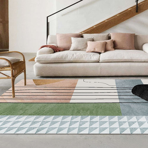 BowLift | Modernist Abstract Area Rug Multicolor Polyester Rug Non-slip Pet-friendly Washable Area Rug for Living Room