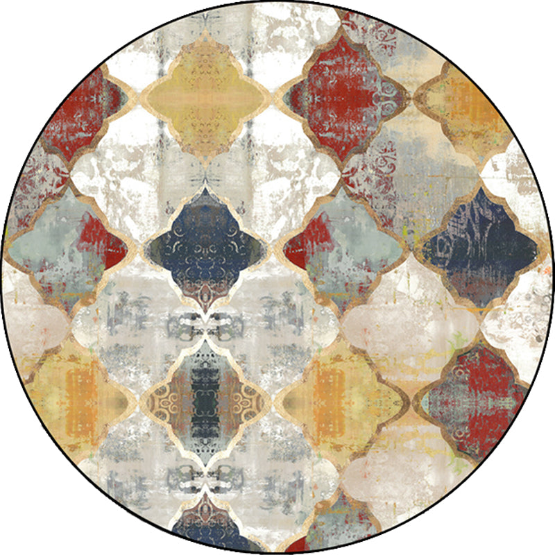 Tribal Geometry Ogee Pattern Carpet Red Moroccan Carpet Polyester Pet Friendly Washable Non-Slip Carpet for Decoration | Bowlift