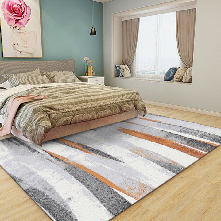 BowLift | Gray living room carpet industrial brush stroke pattern carpet polyester machine washable pet-friendly carpet