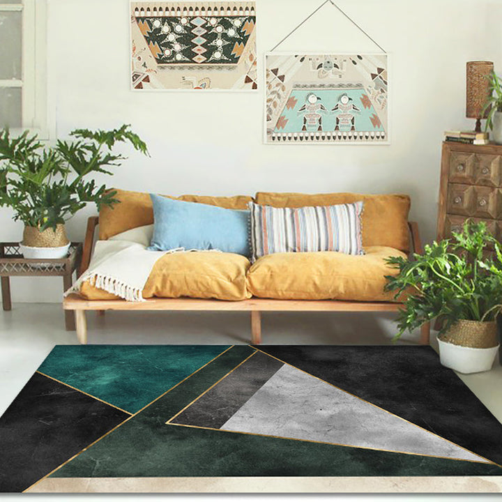 BowLift | Nordic Parlor Rug Green Geometric Pattern Rug Polypropylene Washable Non-slip Pet-friendly Rug