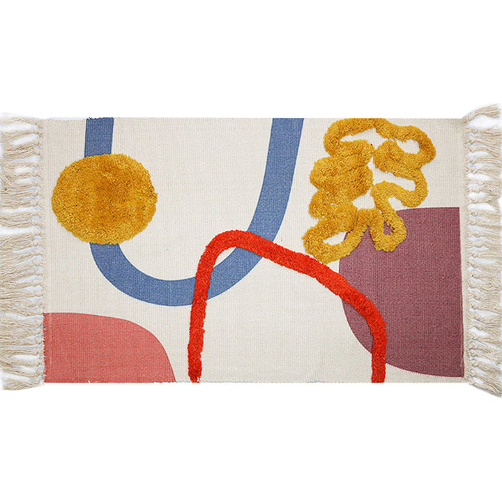 BowLift | Multicolor Abstract Rug Cotton Novelty Rug Washable Non-Slip Pet-Friendly Rug for the Living Room
