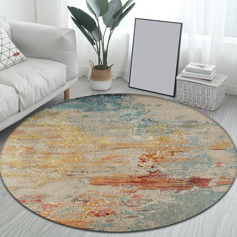 BowLift | Multicolor Industrial Indoor Rug Polyester Abstract Rug Pet Friendly Washable Non-Slip Carpet for Living Room