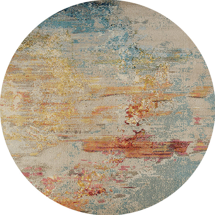 BowLift | Multicolor Industrial Indoor Rug Polyester Abstract Rug Pet Friendly Washable Non-Slip Carpet for Living Room
