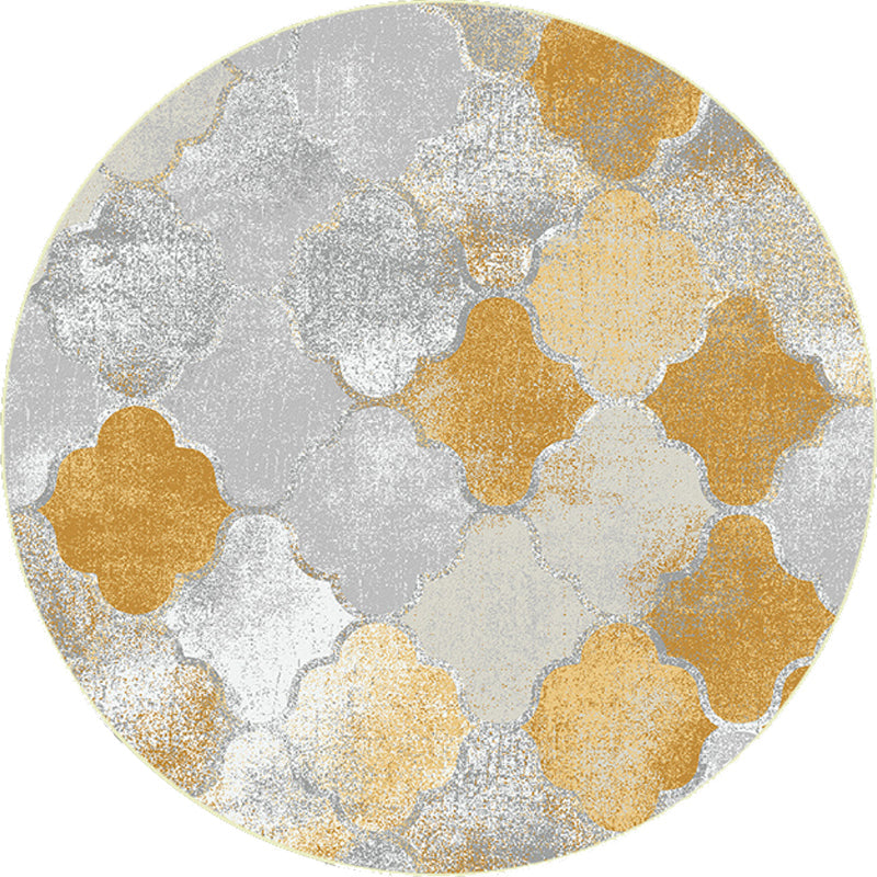 BowLift | Gold geometric ogee pattern rug synthetic Moroccan area rug washable pet-friendly rug for decoration