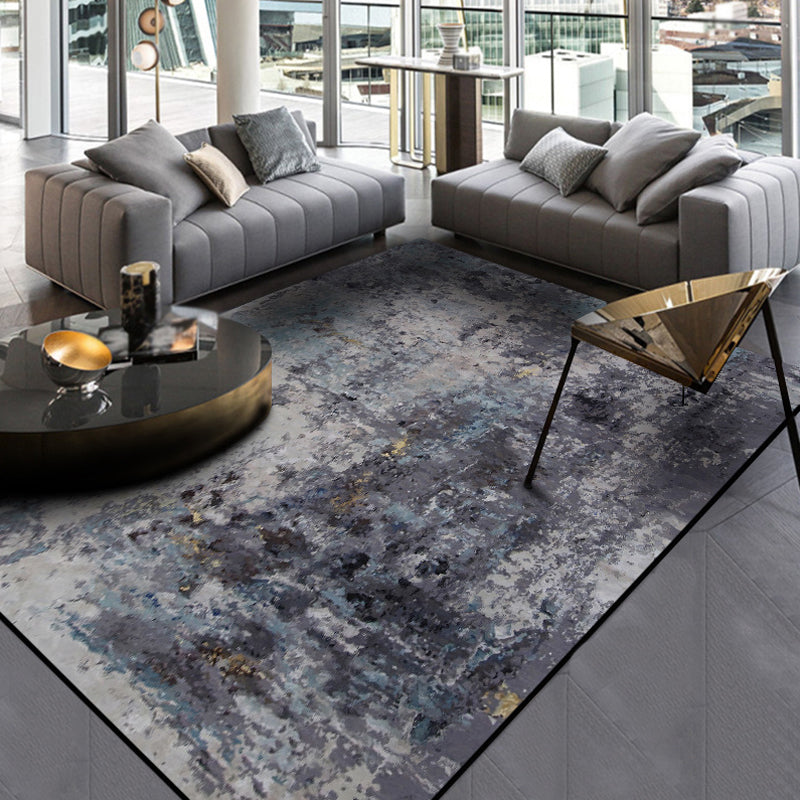 BowLift | Industrial Living Room Rug Black Abstract Indoor Carpet Polyester Non-Slip Washable Pet-Friendly Rug