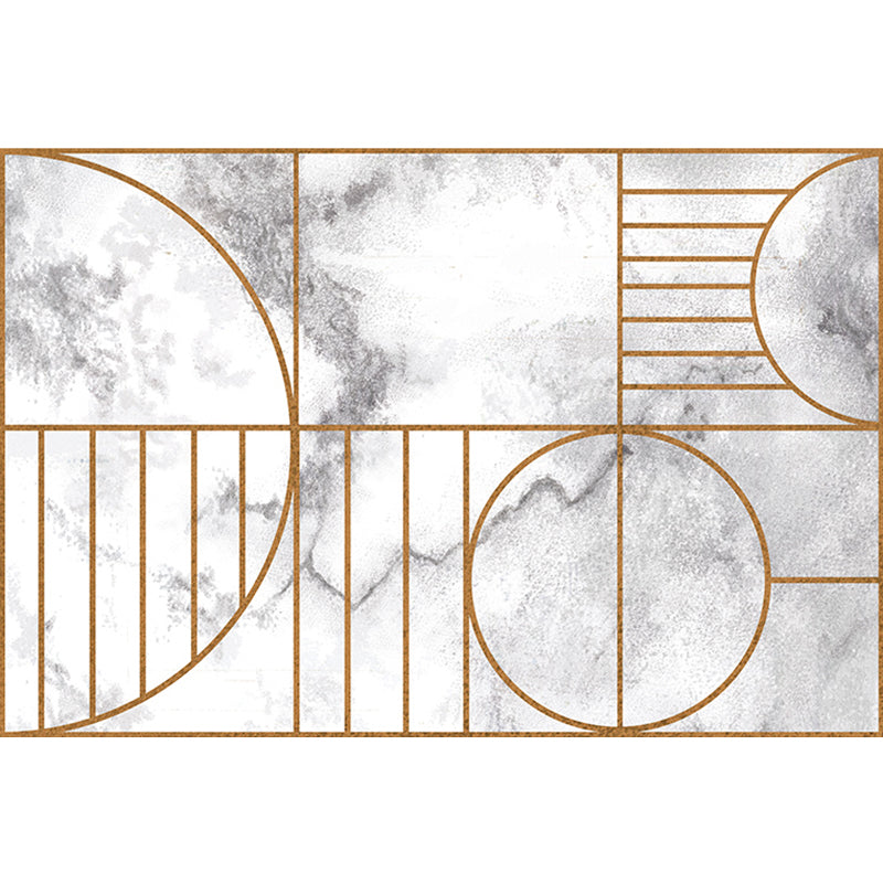 Marble Geometry Pattern Carpet Polyester Modernist Carpet Washable Non-Slip Backing Carpet for Living Room | Bowlift