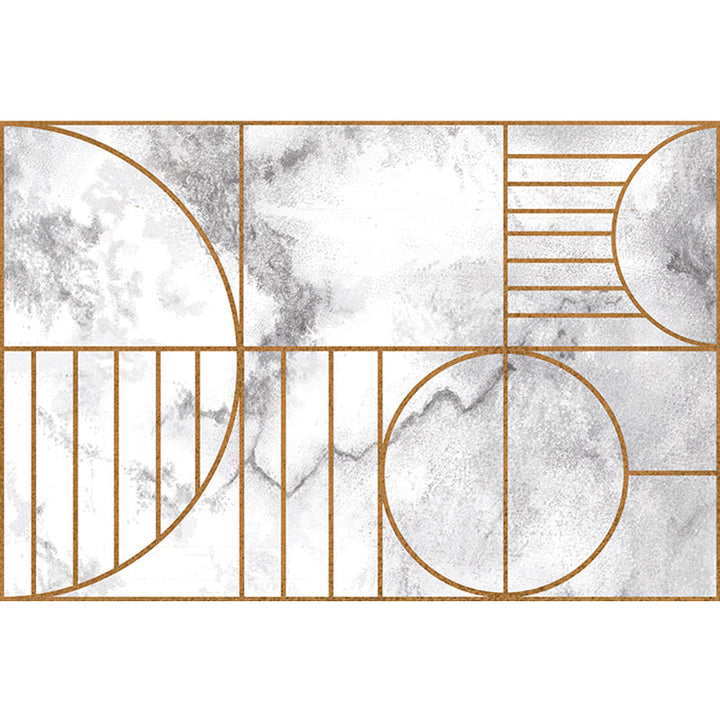 Marble Geometry Pattern Carpet Polyester Modernist Carpet Washable Non-Slip Backing Carpet for Living Room | Bowlift