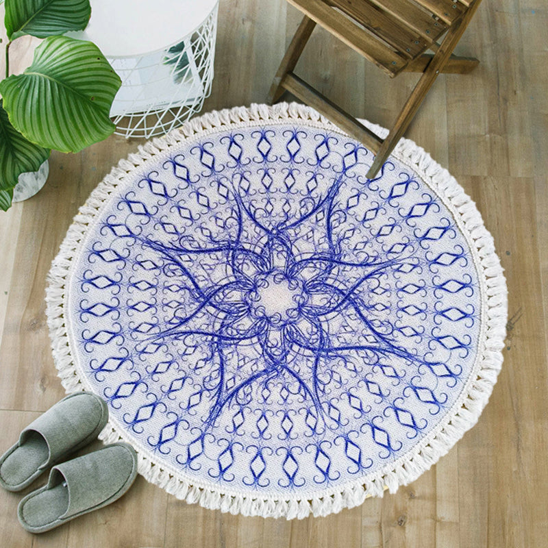 Traditional tribal flower pattern rug Multicolored Moroccan rug Flax pet-friendly washable non-slip rug for the bedroom | Bowlift
