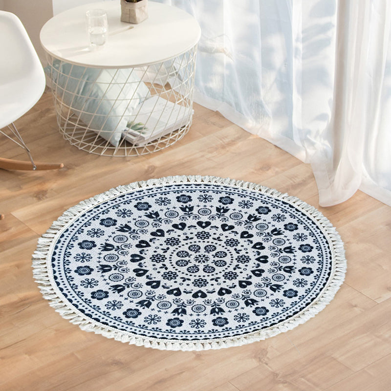 Traditional tribal flower pattern rug Multicolored Moroccan rug Flax pet-friendly washable non-slip rug for the bedroom | Bowlift