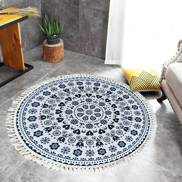 Traditional tribal flower pattern rug Multicolored Moroccan rug Flax pet-friendly washable non-slip rug for the bedroom | Bowlift