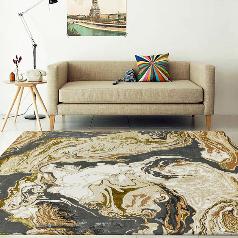 BowLift | Gold Abstract Carpet Polyester Modern Rug Washable Non-slip Back Carpet for Decoration