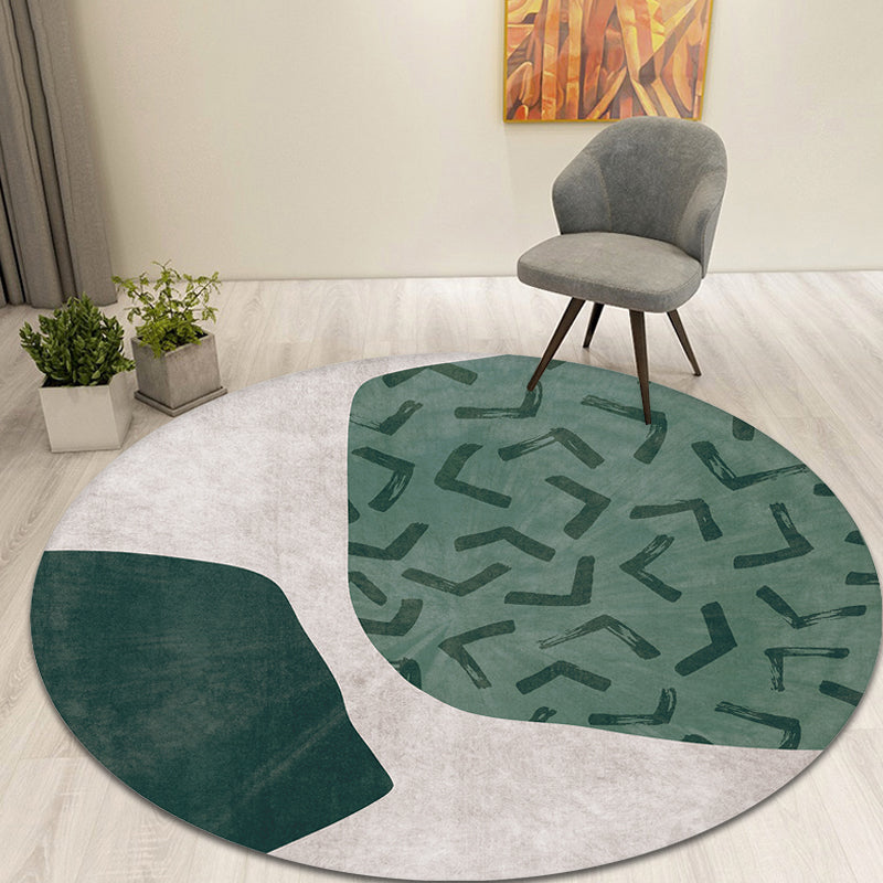 Green abstract rug polyester modernist rug washable with non-slip backing rug for the bedroom | Bowlift