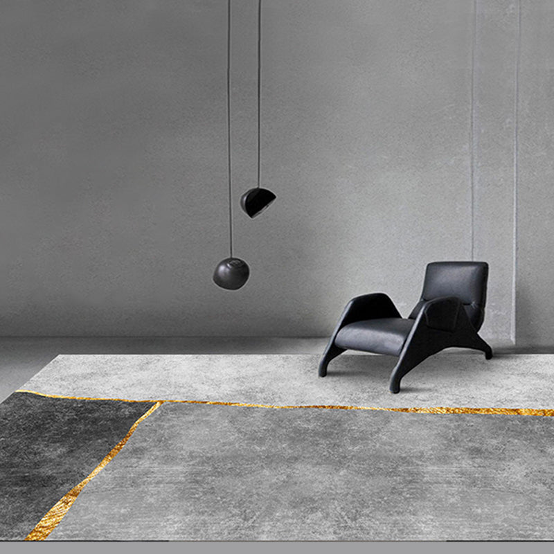 Modern bedroom rug Gray abstract swirl stripe pattern rug Polyester Washable Non-slip Pet-friendly rug | Bowlift