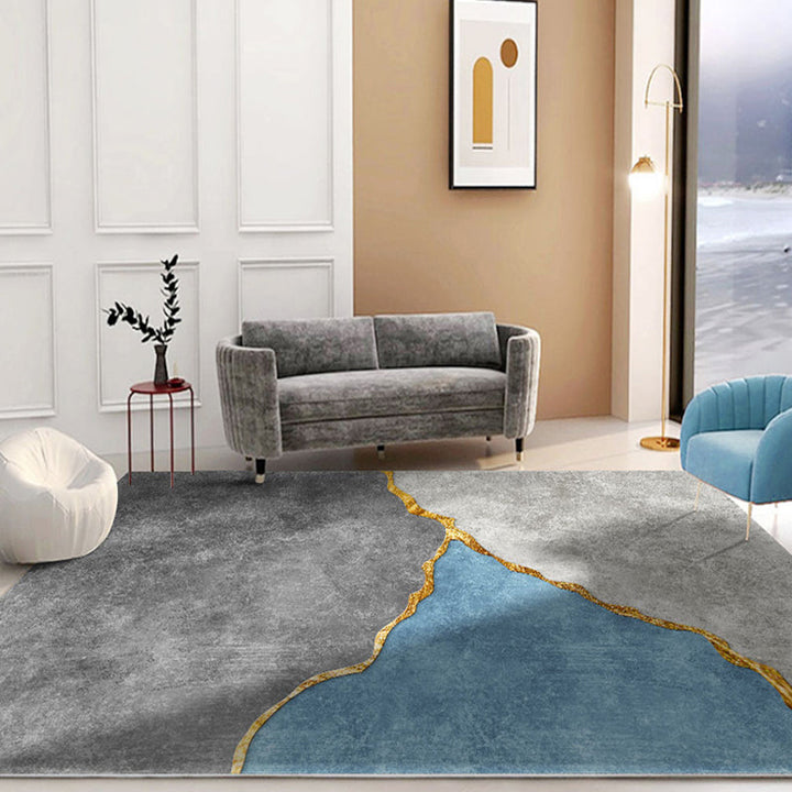 Modern bedroom rug Gray abstract swirl stripe pattern rug Polyester Washable Non-slip Pet-friendly rug | Bowlift