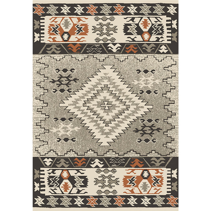 BowLift | Brown and Blue Bohemian Rug Synthetic Tribal Diamond Pattern Rug Pet-Friendly Washable Non-Slip Rug for Decoration