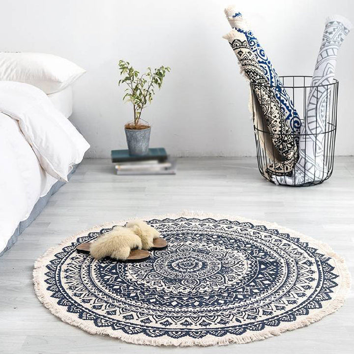 BowLift | Moroccan tribal floral pattern rug multicolor cotton rug non-slip pet-friendly washable rug for bedroom