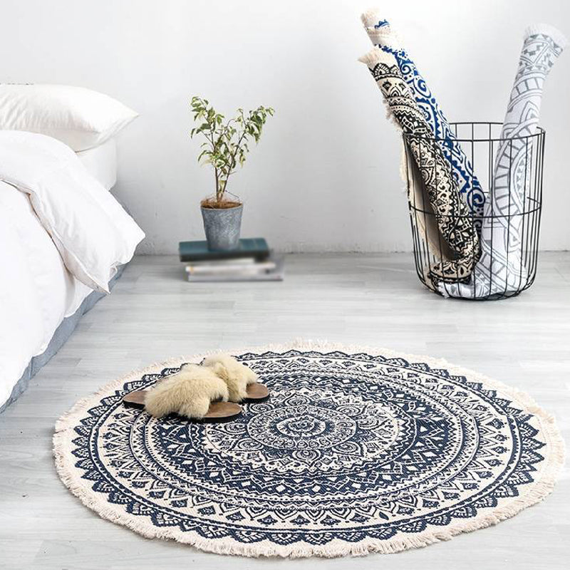 Moroccan tribal floral pattern rug Multicolored cotton rug Non-slip Pet-friendly Washable rug for the bedroom | Bowlift