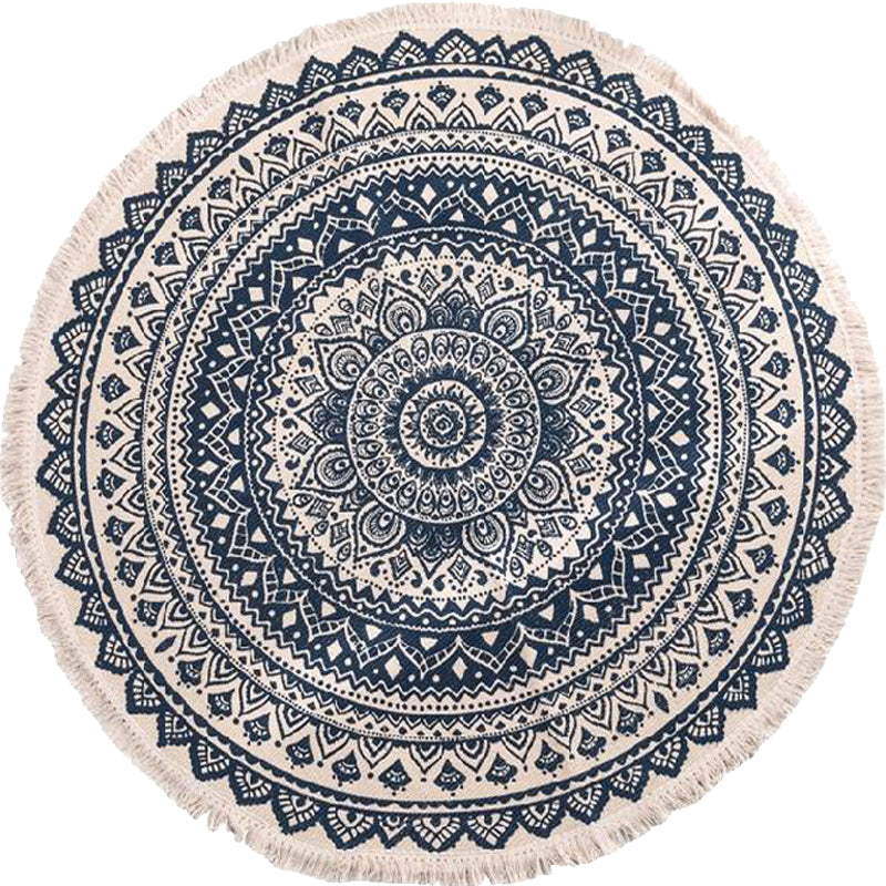 BowLift | Moroccan tribal floral pattern rug multicolor cotton rug non-slip pet-friendly washable rug for bedroom