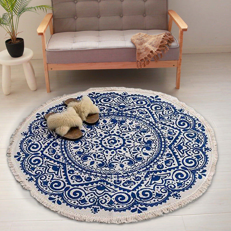 BowLift | Moroccan tribal floral pattern rug multicolor cotton rug non-slip pet-friendly washable rug for bedroom