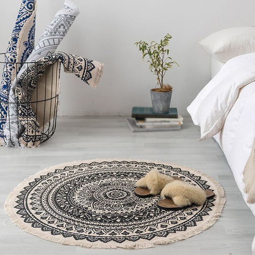 BowLift | Moroccan tribal floral pattern rug multicolor cotton rug non-slip pet-friendly washable rug for bedroom