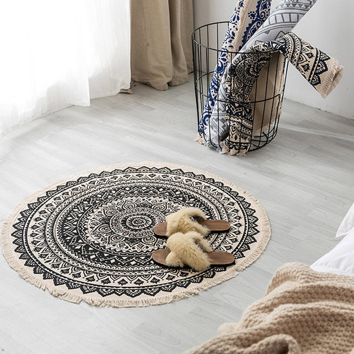 BowLift | Moroccan tribal floral pattern rug multicolor cotton rug non-slip pet-friendly washable rug for bedroom