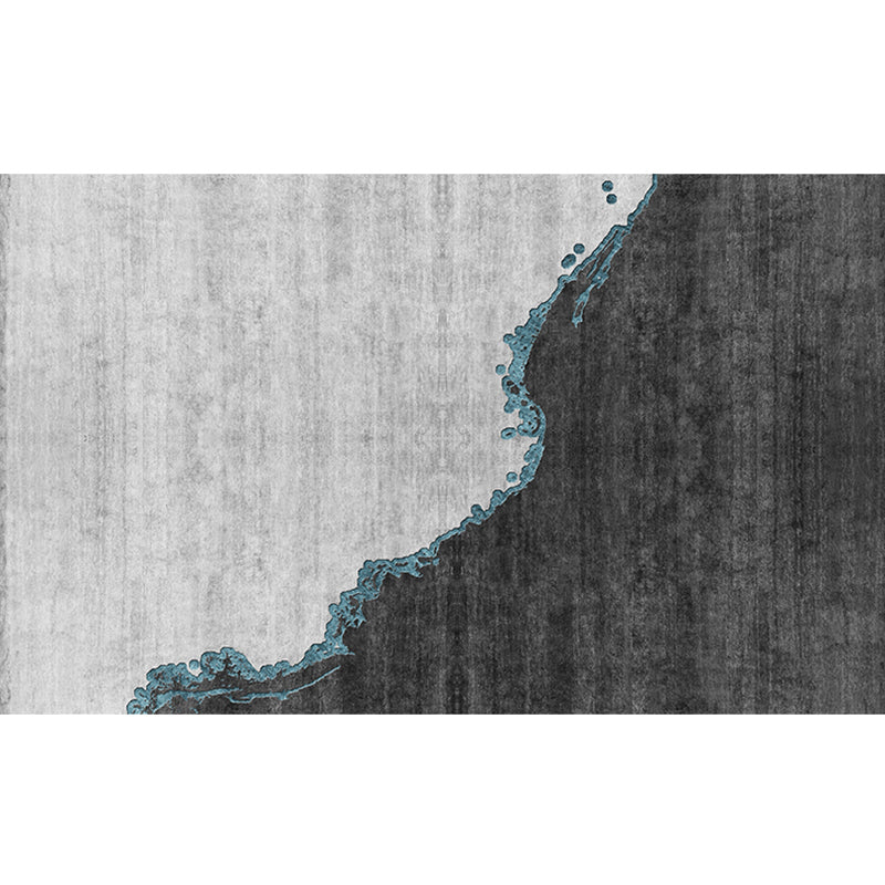 Modern abstract rug gray polyester rug non-slip back pet-friendly washable rug for the living room | Bowlift