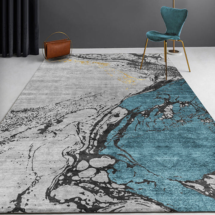 Modern abstract rug gray polyester rug non-slip back pet-friendly washable rug for the living room | Bowlift