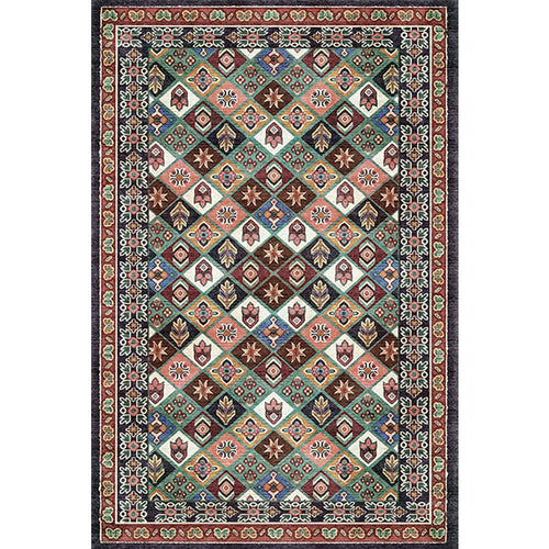 Moroccan Living Room Rug Brown Tribal Geometric Pattern Rug Polyester Washable Non-Slip Pet-Friendly Rug | Bowlift