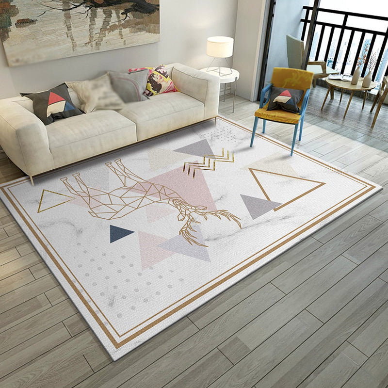 Multicolored salon rug modernism marble surface and geometric pattern rug polyester machine washable non-slip rug | Bowlift
