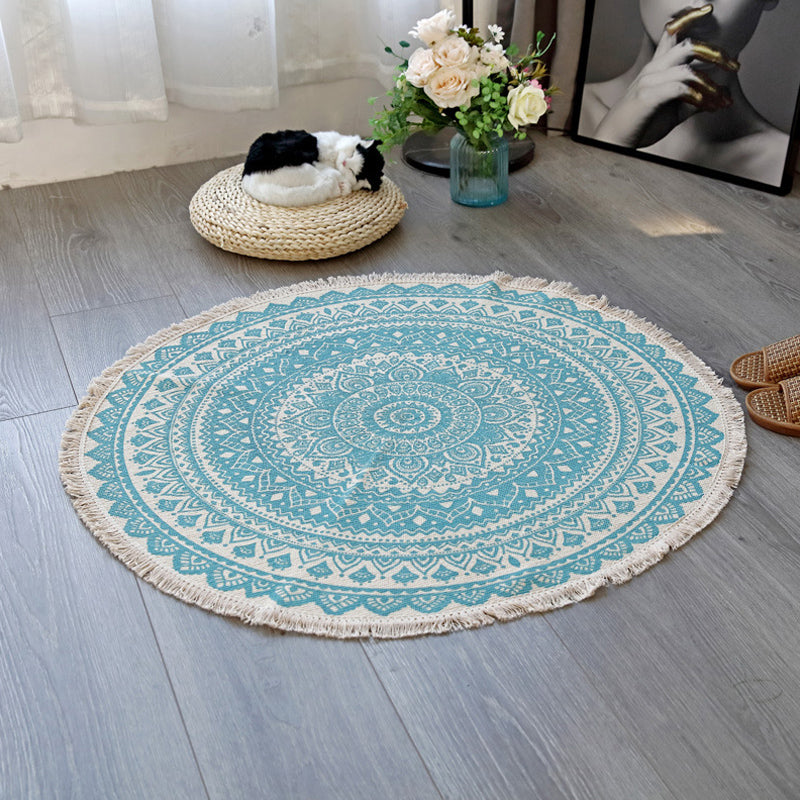BowLift | Floral Pattern Rug Jute Moroccan Rug Pet-Friendly Washable Non-Slip Rug for the Living Room