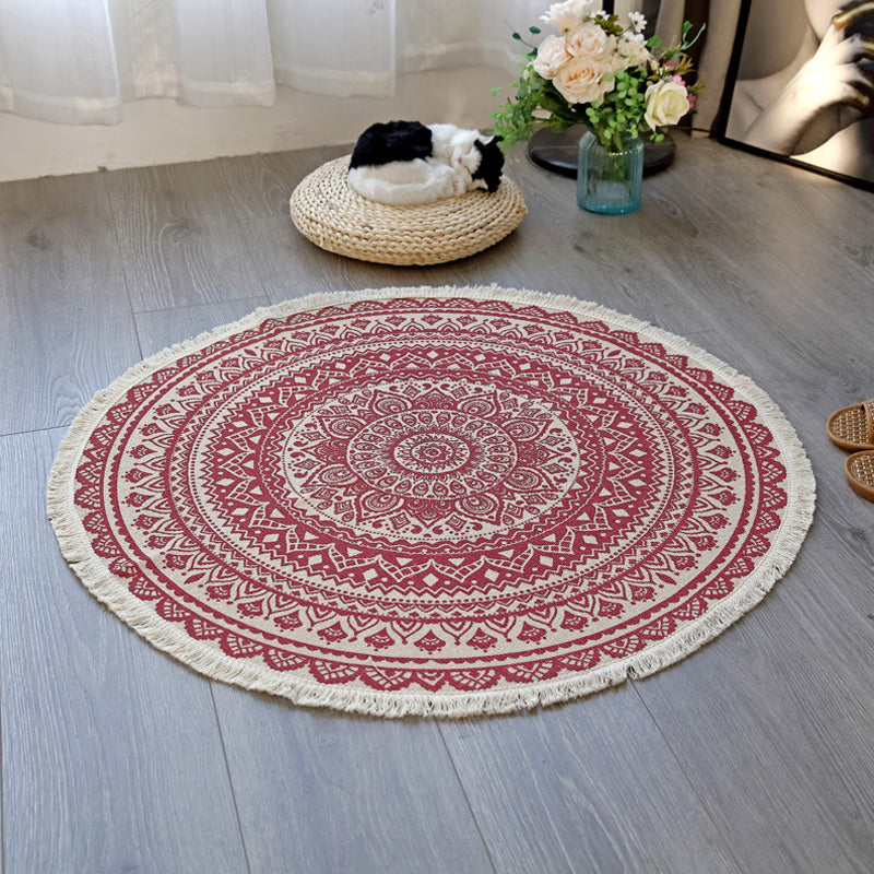 BowLift | Floral Pattern Rug Jute Moroccan Rug Pet-Friendly Washable Non-Slip Rug for the Living Room