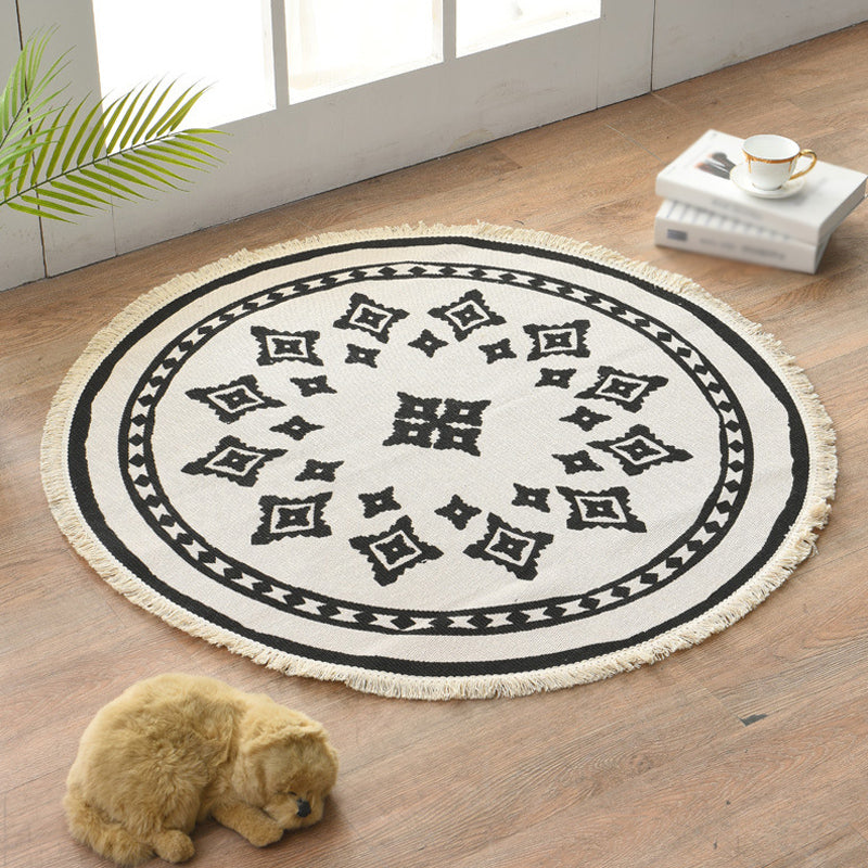 BowLift | Floral Pattern Rug Jute Moroccan Rug Pet-Friendly Washable Non-Slip Rug for the Living Room